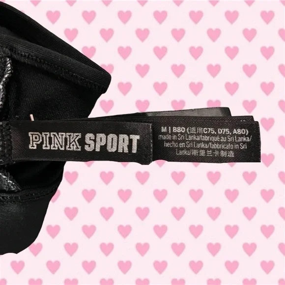 PINK Victoria's Secret Black Floral Sports Bra - Med 8-10 - Picture 7 of 8